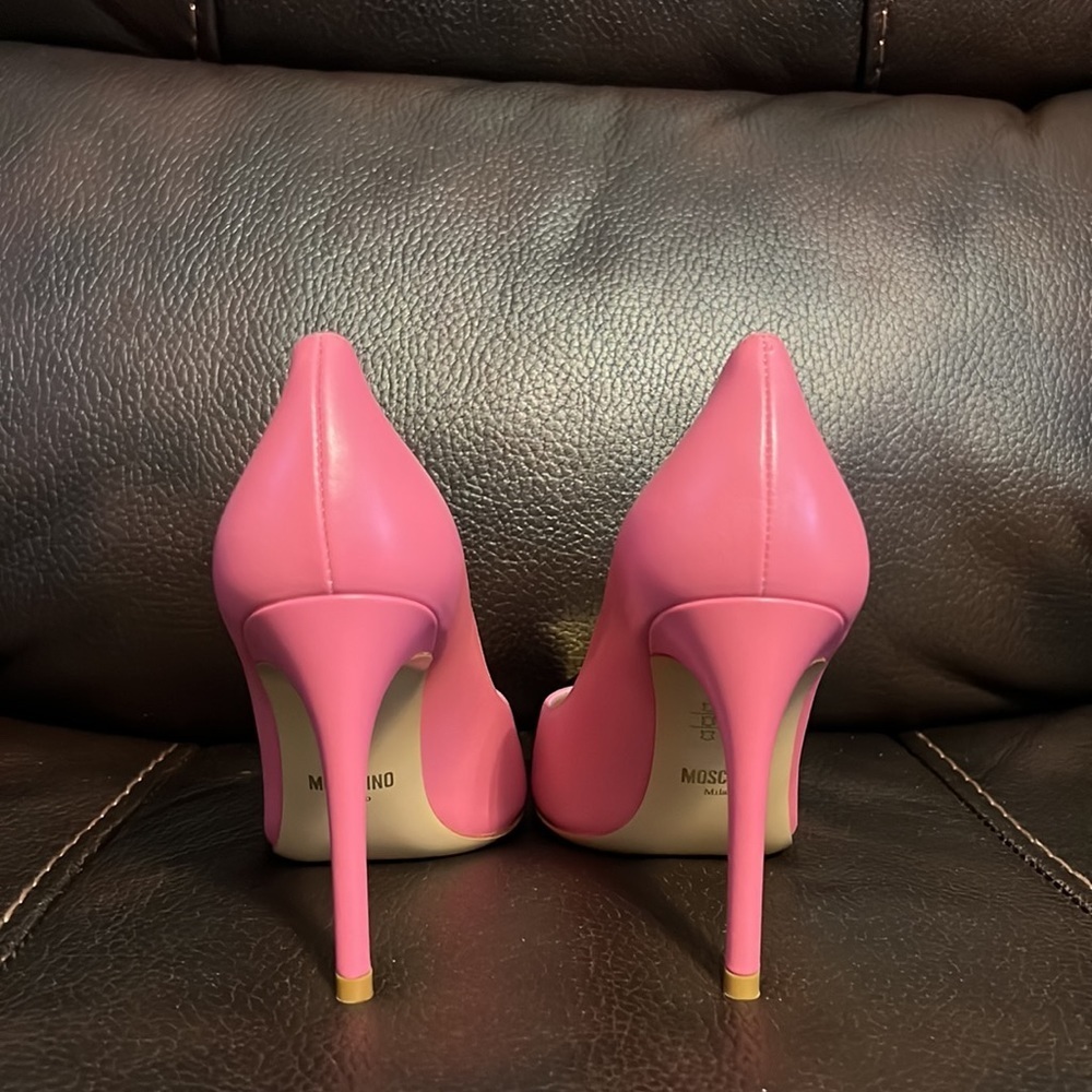 Moschino M logo leather high heels NWB - Picture 6 of 8